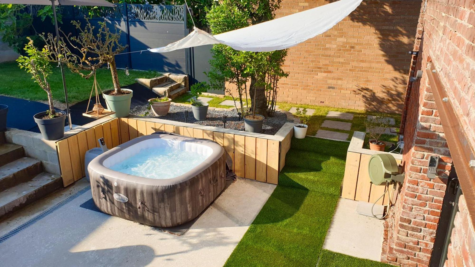 Gary Suite - Studio Cosy, Spa Et Jardin Privatif A 4 Min De Cambrai Awoingt Esterno foto